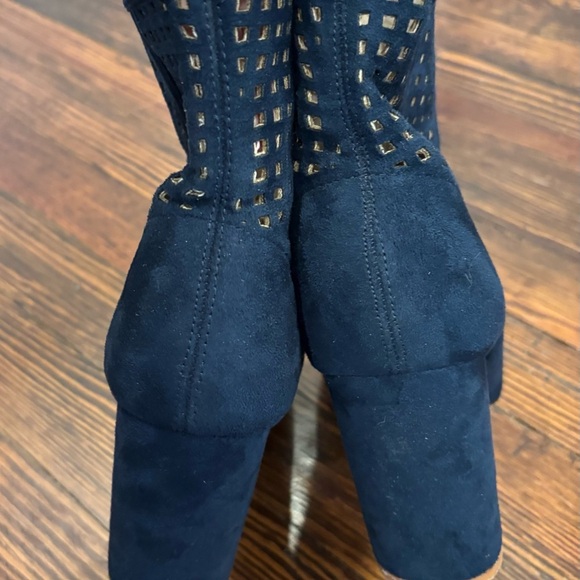 Cape Robbin Mesh Navy Women’s Ankle Side Zip Almond Toe Bootie Sz 9 - Picture 6 of 10